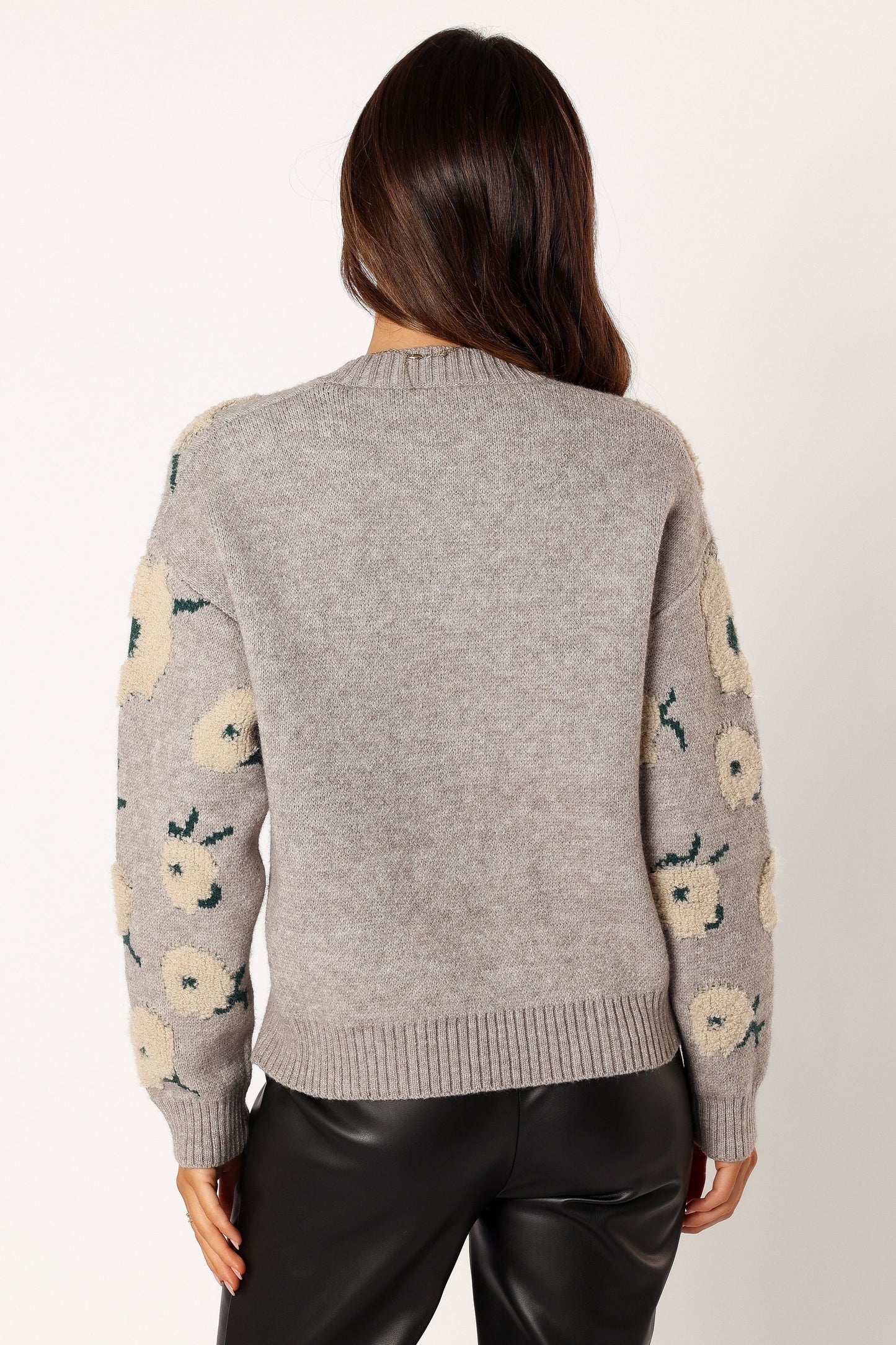 Aubrielle Floral-Knit Crewneck Sweater