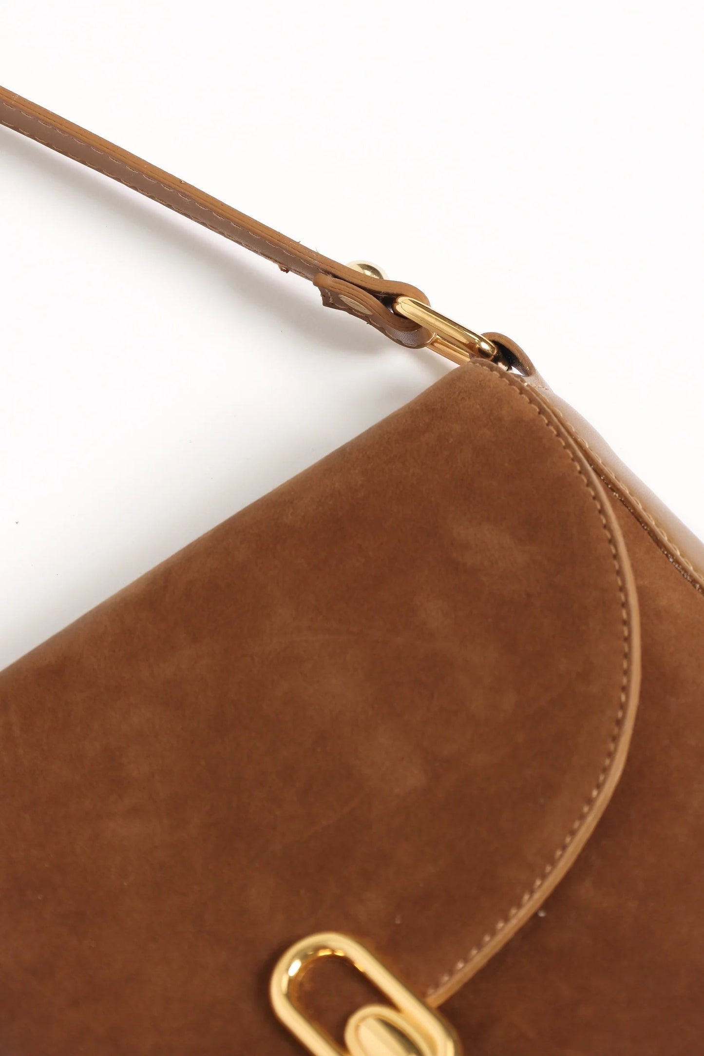 Brown Suede-Effect Crossbody Bag