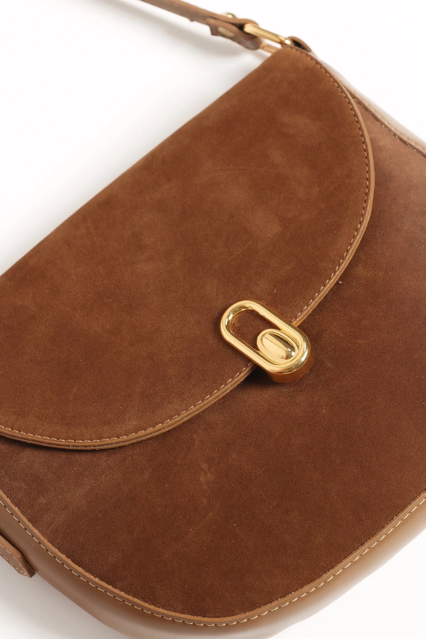 Brown Suede-Effect Crossbody Bag