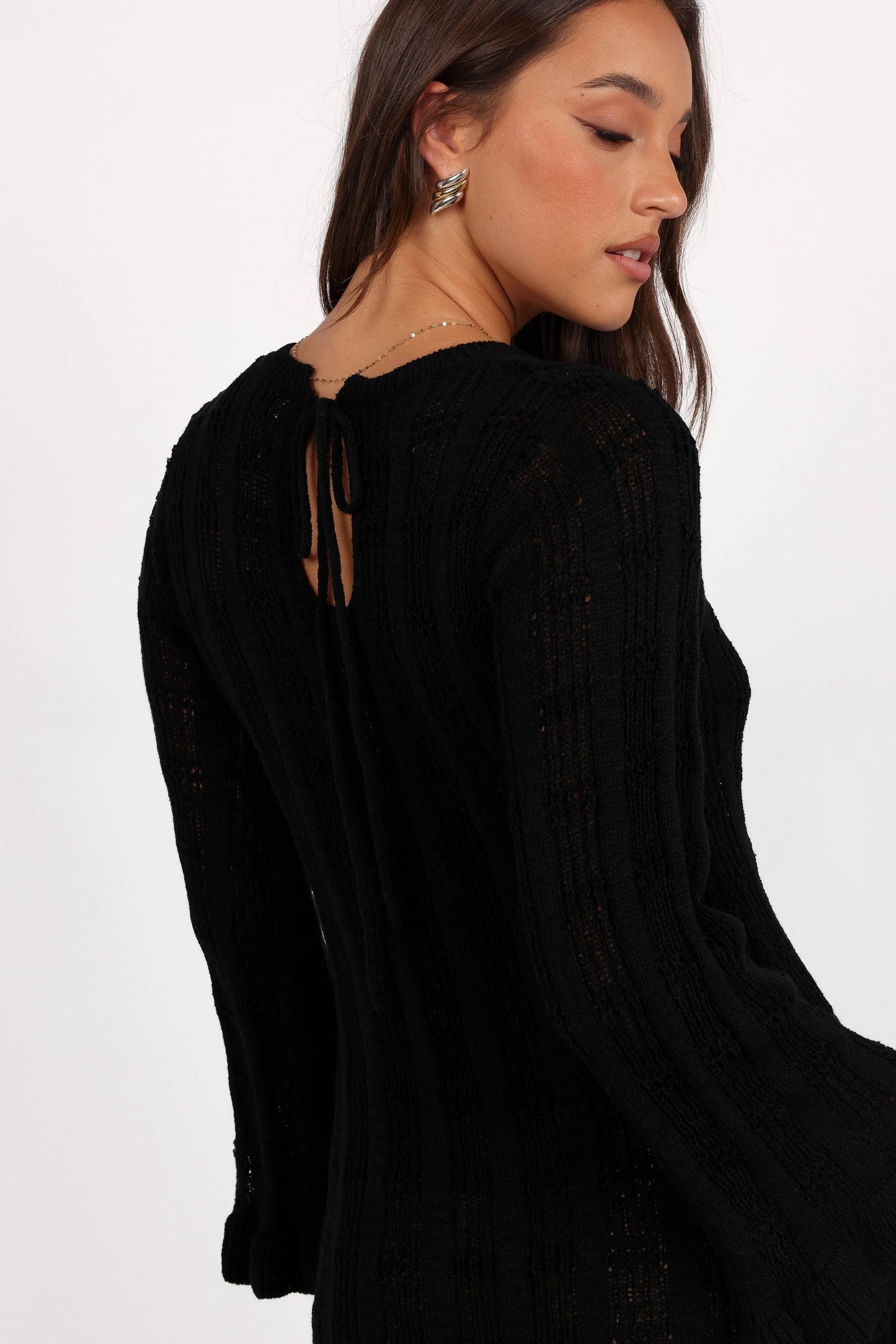 Frill-Cuff Knit Maxi Dress