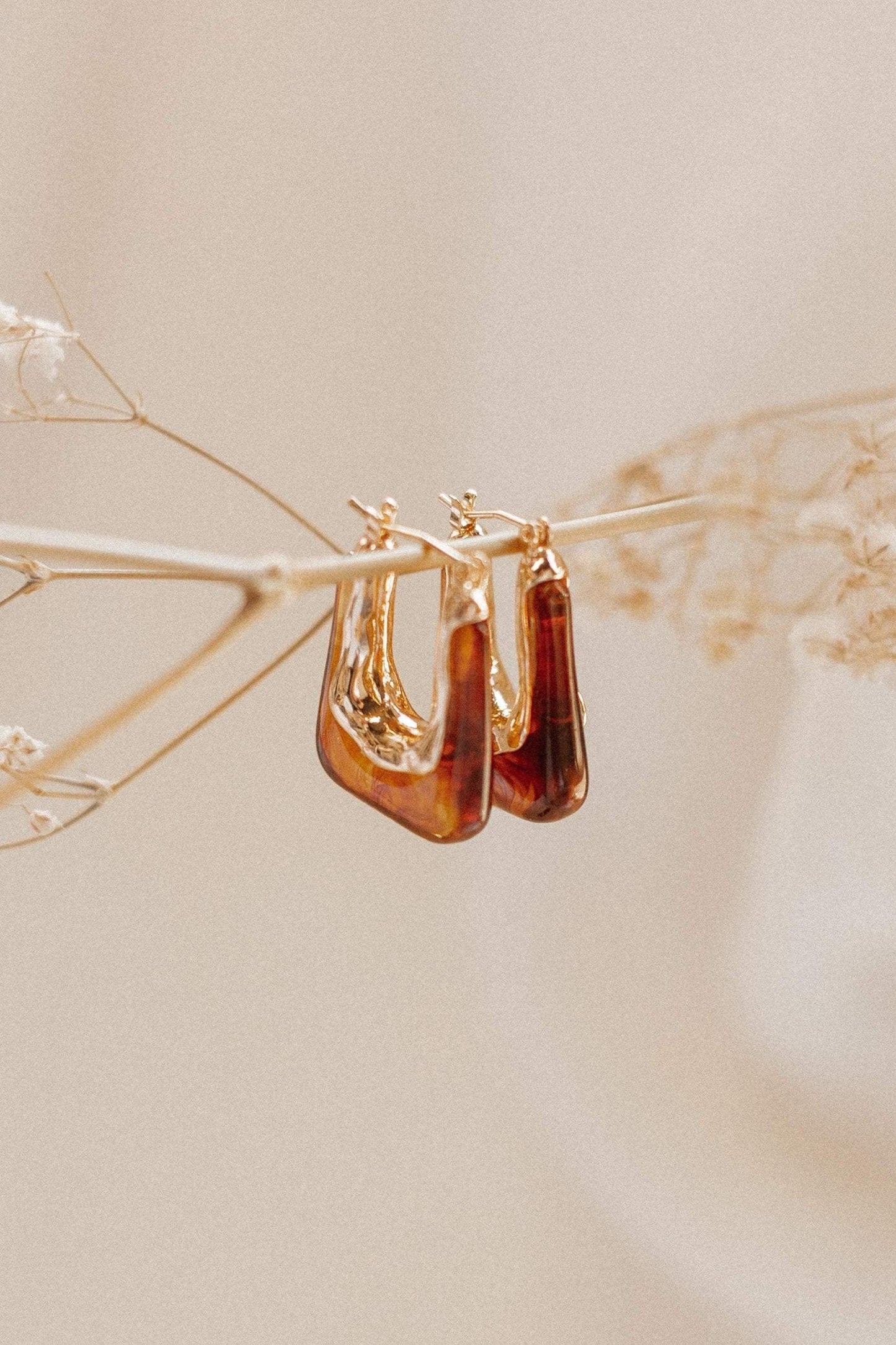 Gold & Resin Square Hoop Earrings