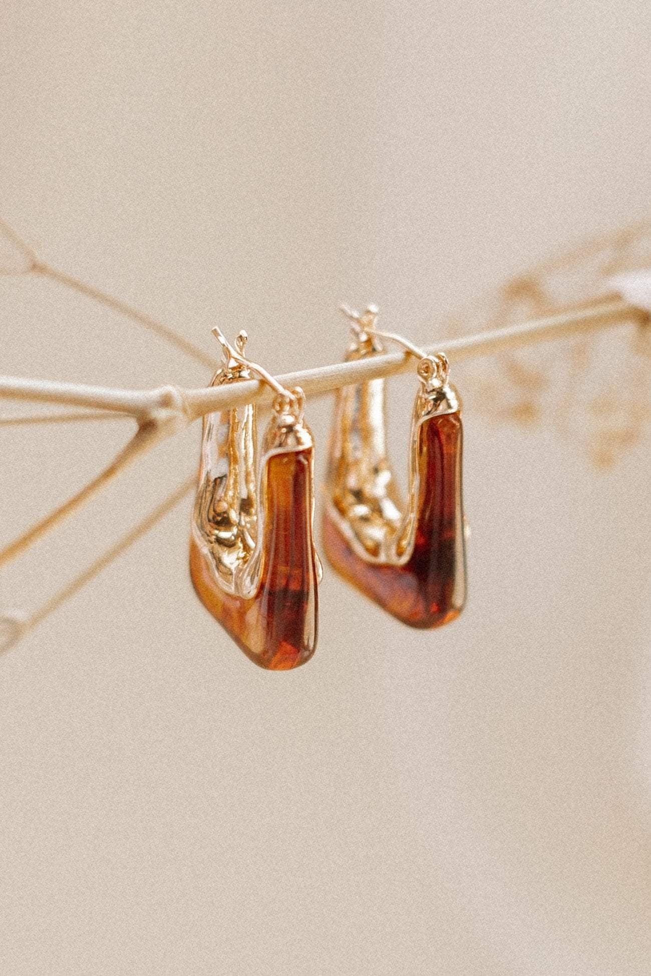Gold & Resin Square Hoop Earrings