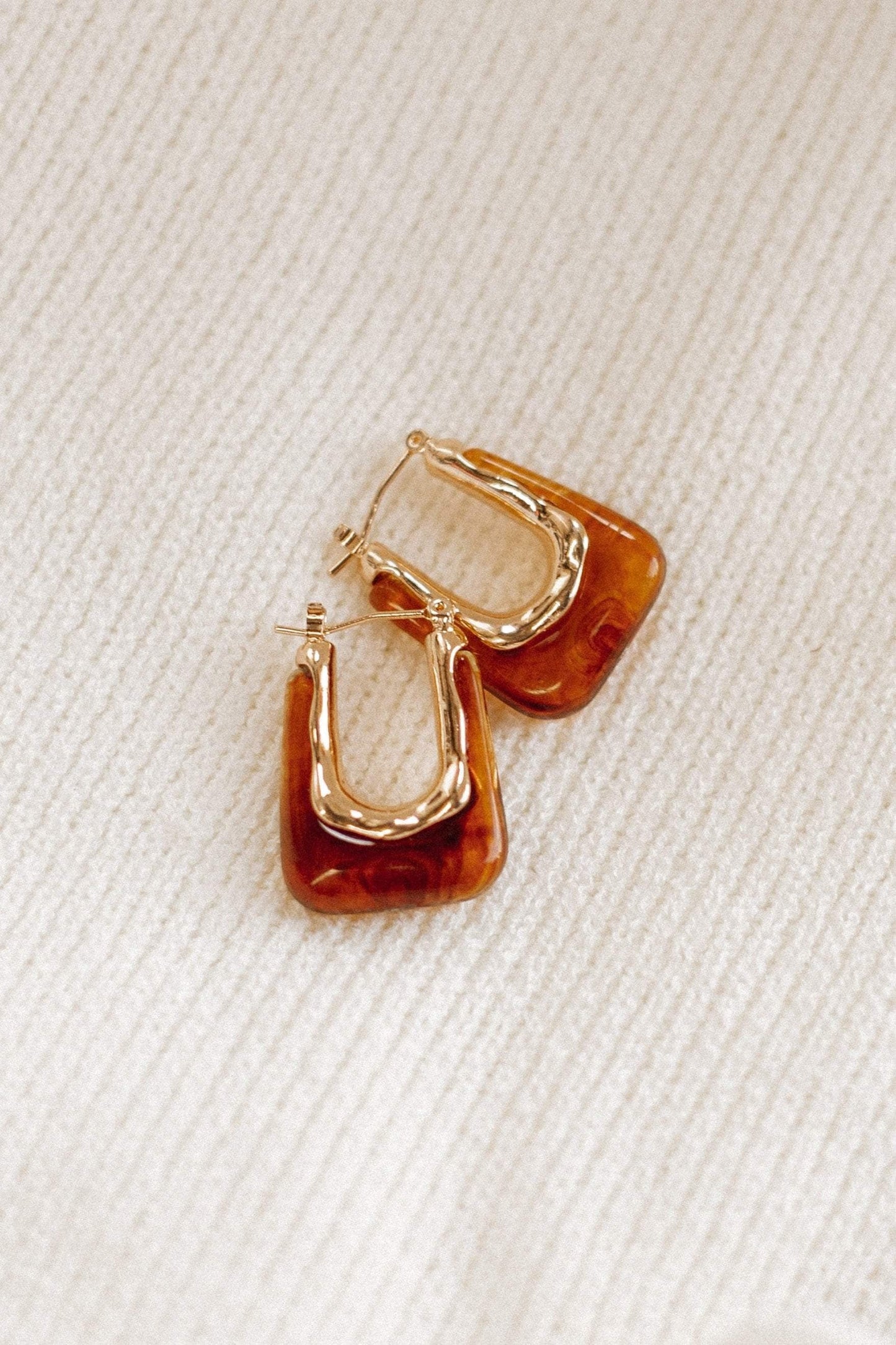 Gold & Resin Square Hoop Earrings