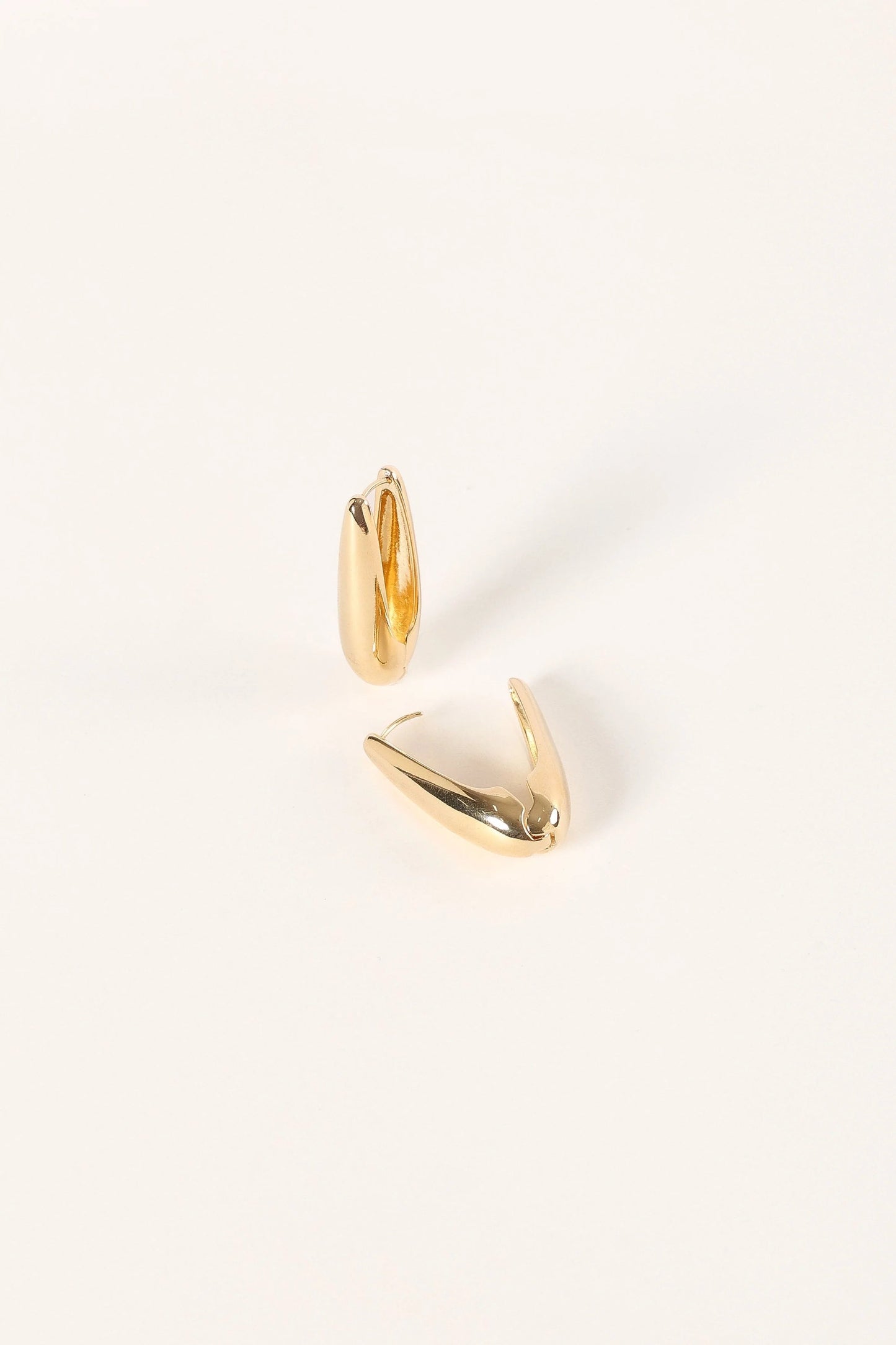 Gold Snap-Clasp Drop Hoop Earrings