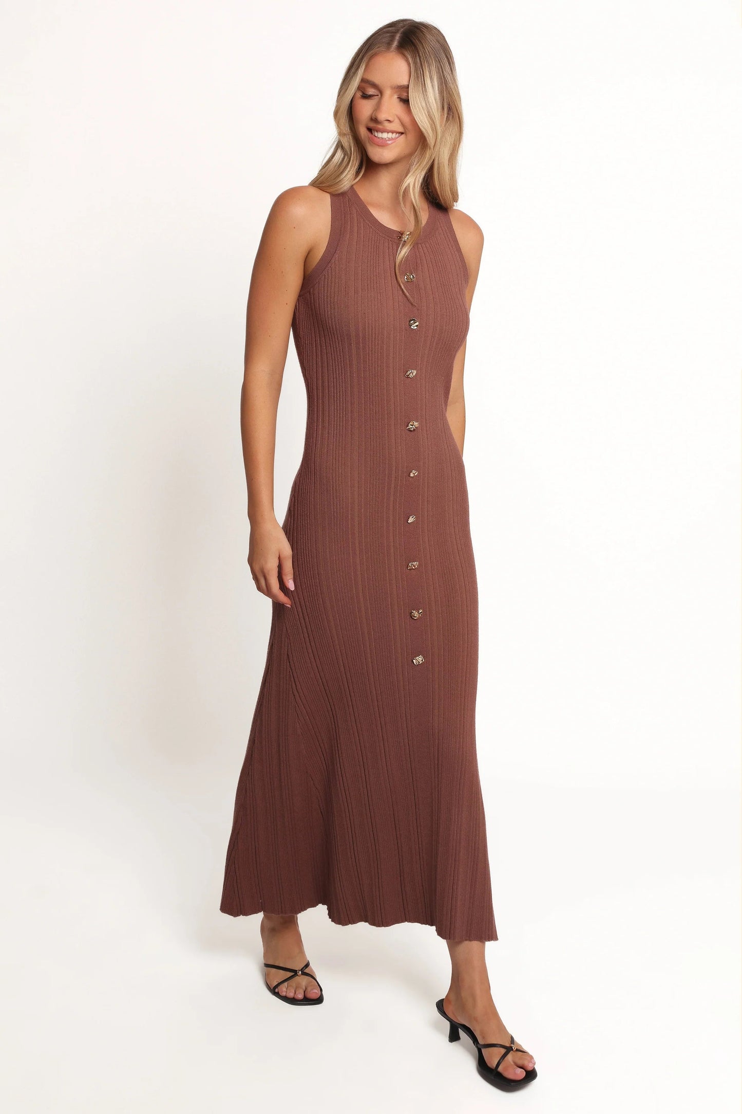High-Neck Maxi Knit Dress