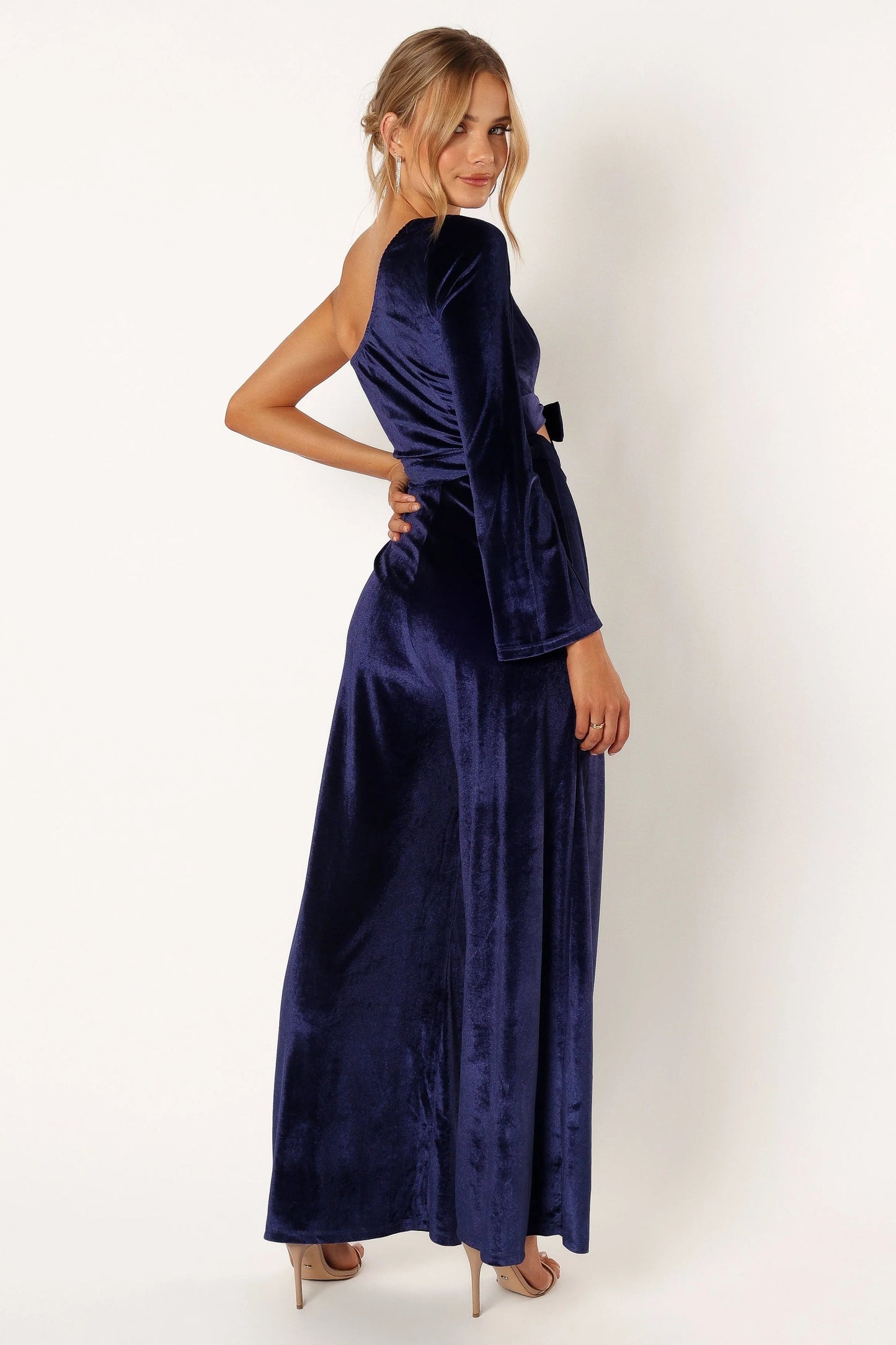 One-Shoulder Velvet Jumpsuit