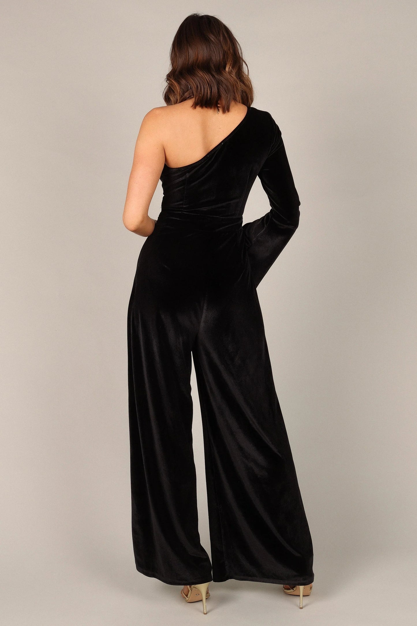 One-Shoulder Velvet Jumpsuit
