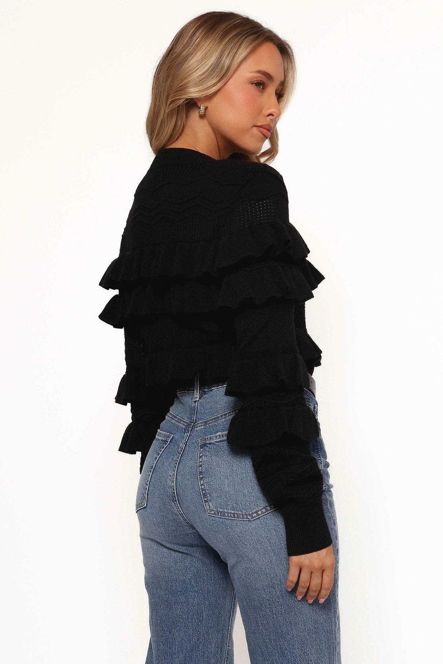 Ruffle-Trim Cropped Cardigan