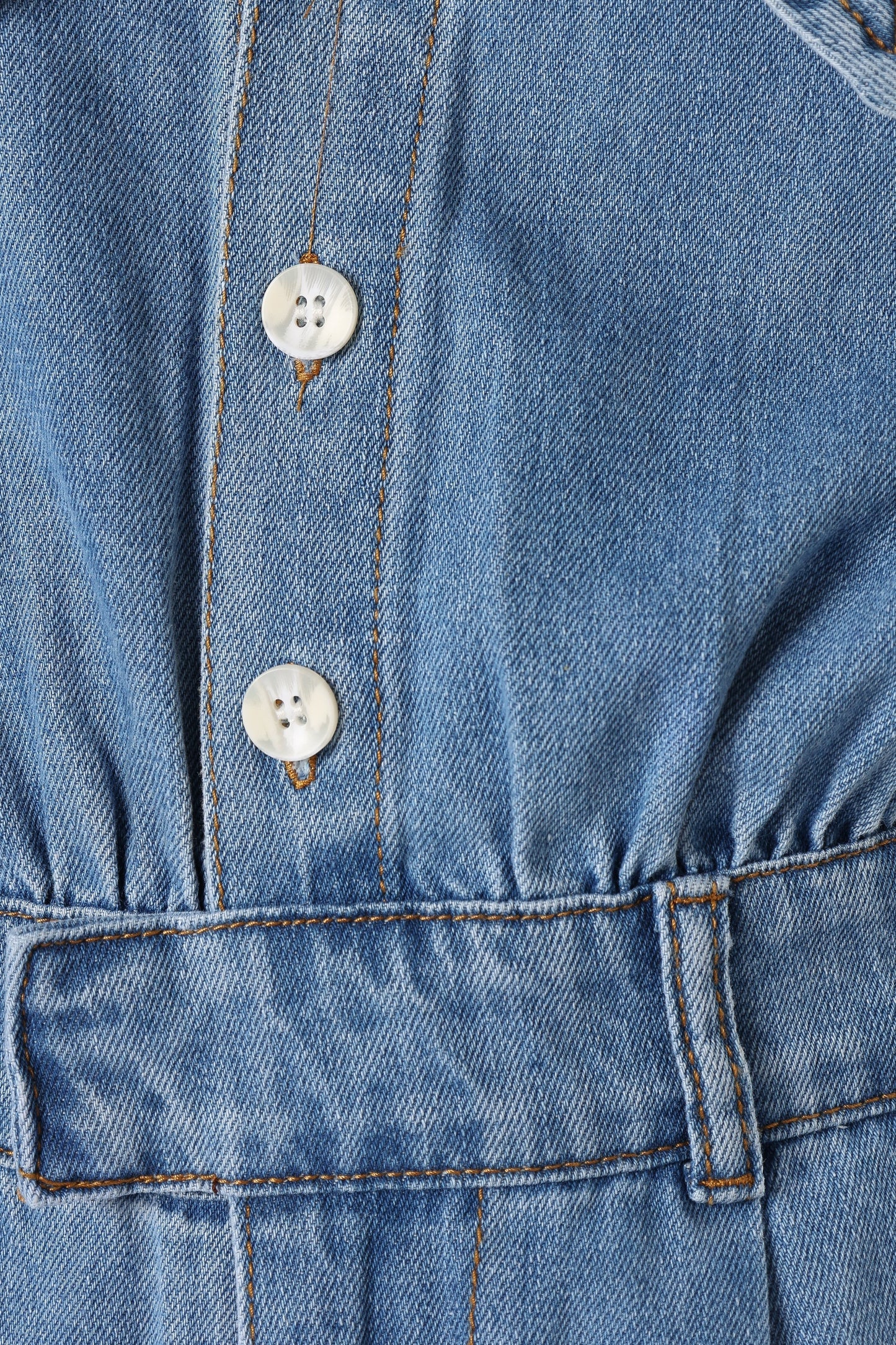 Spread-Collar Denim Romper