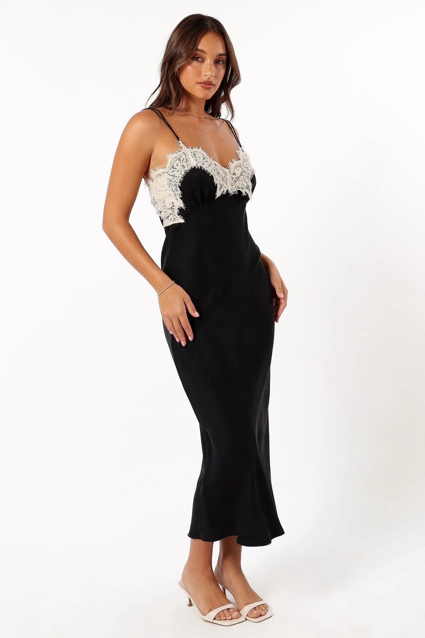 Sweetheart Lace Slip Midi Dress