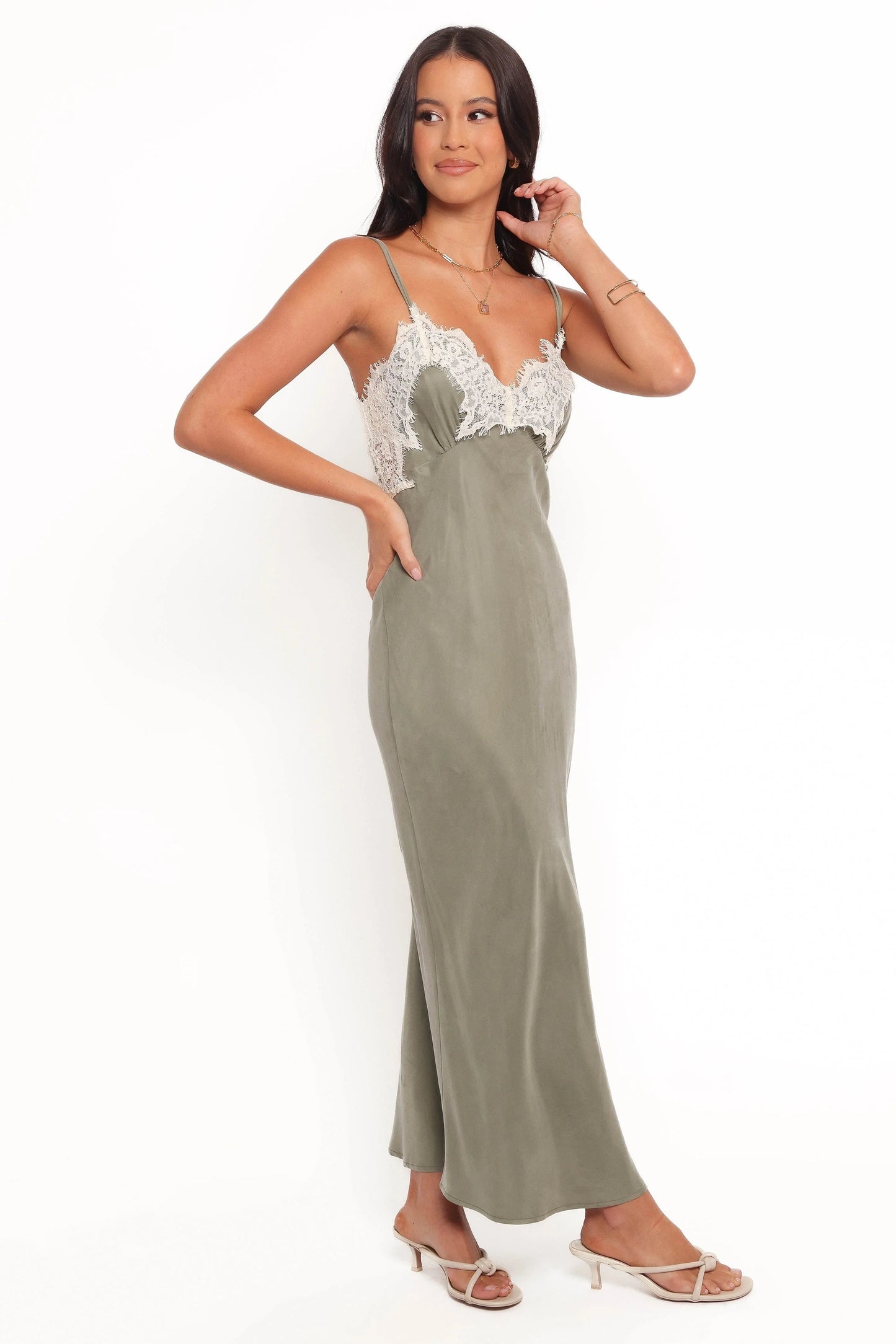 Sweetheart Lace Slip Midi Dress