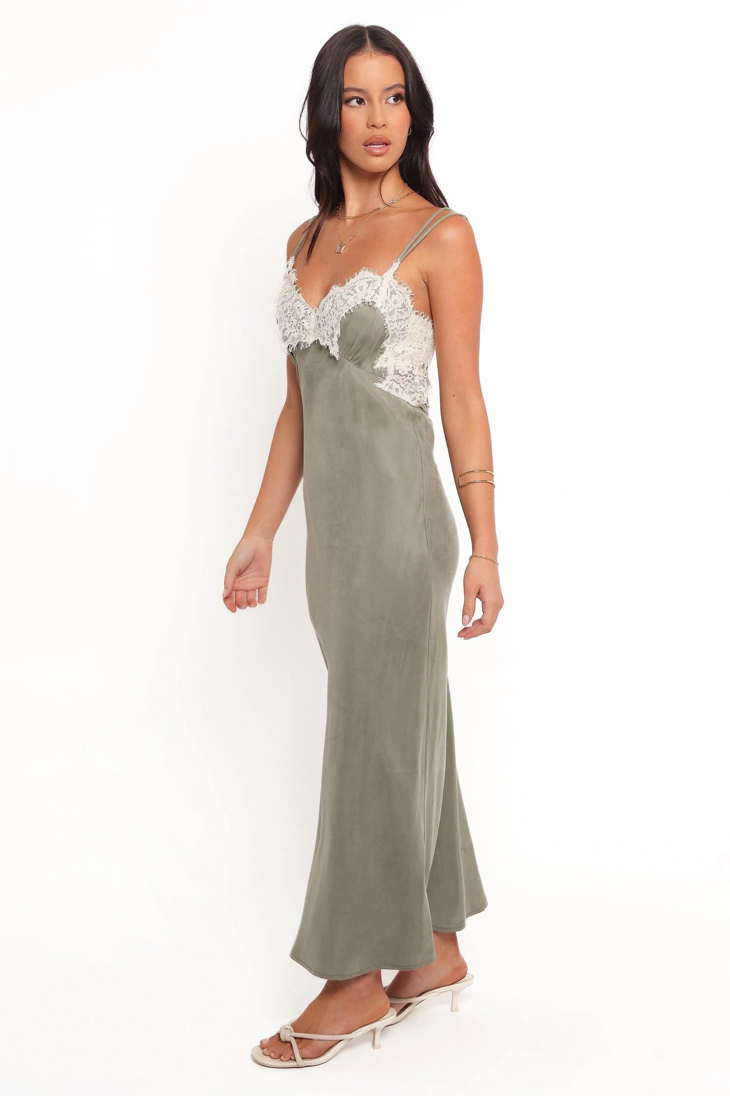 Sweetheart Lace Slip Midi Dress