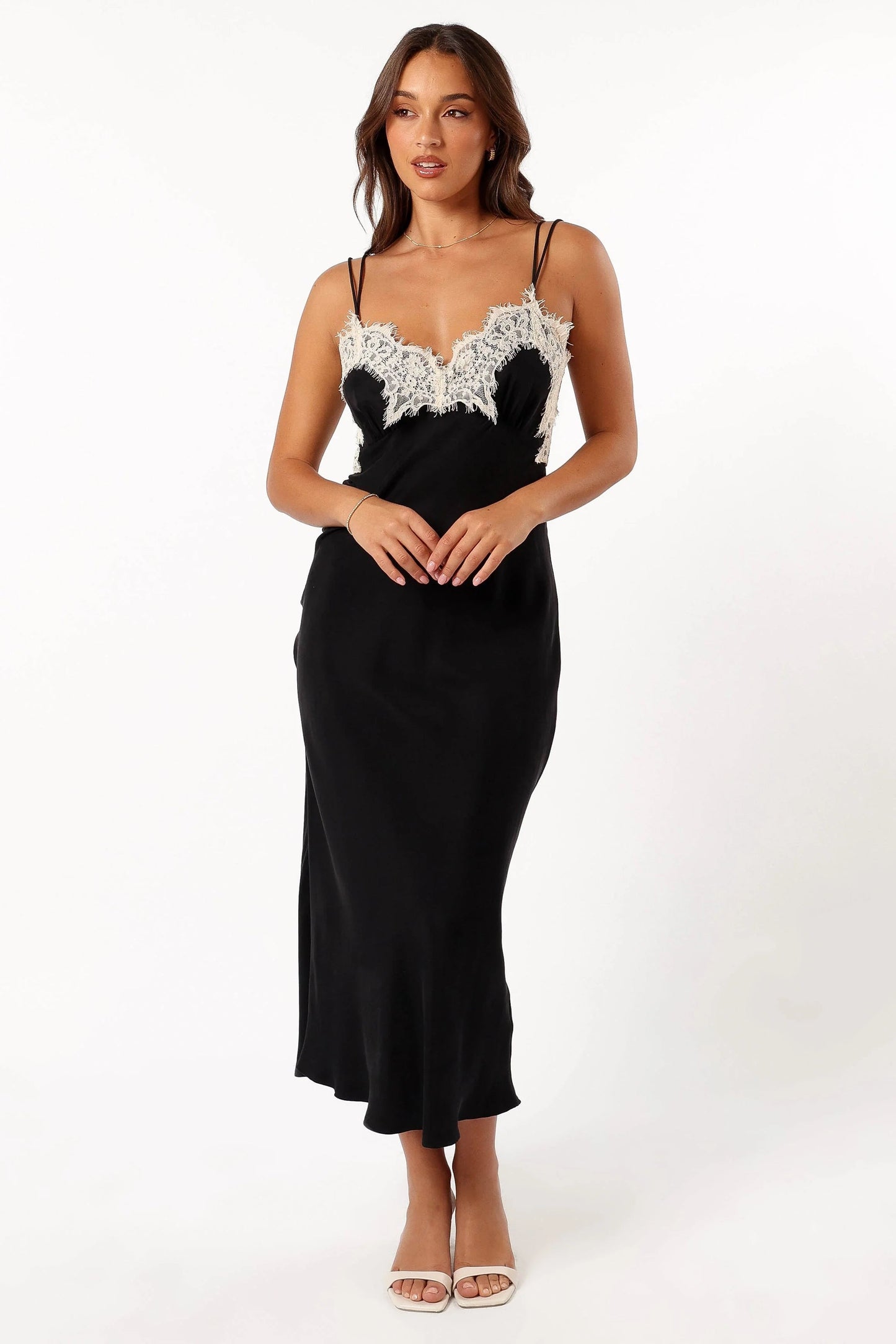 Sweetheart Lace Slip Midi Dress