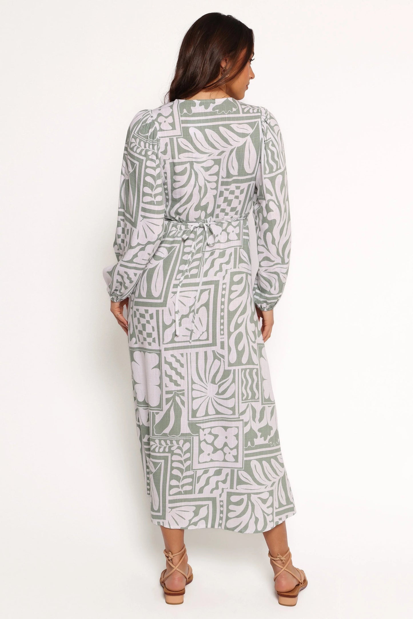 V-Neck Abstract Midi Dress