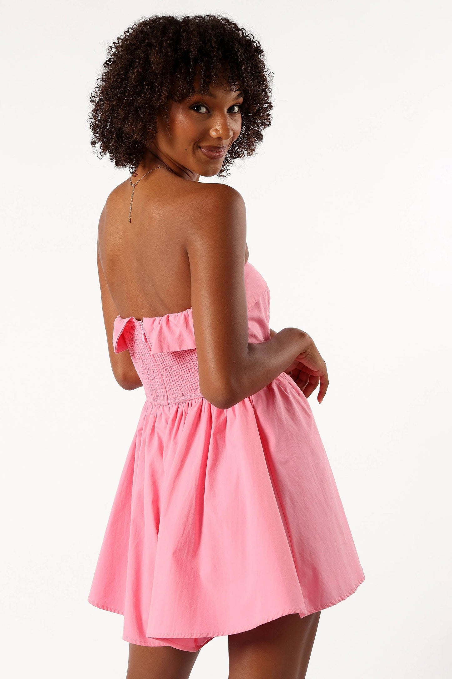 Beatrice Strapless Fold-Front Romper