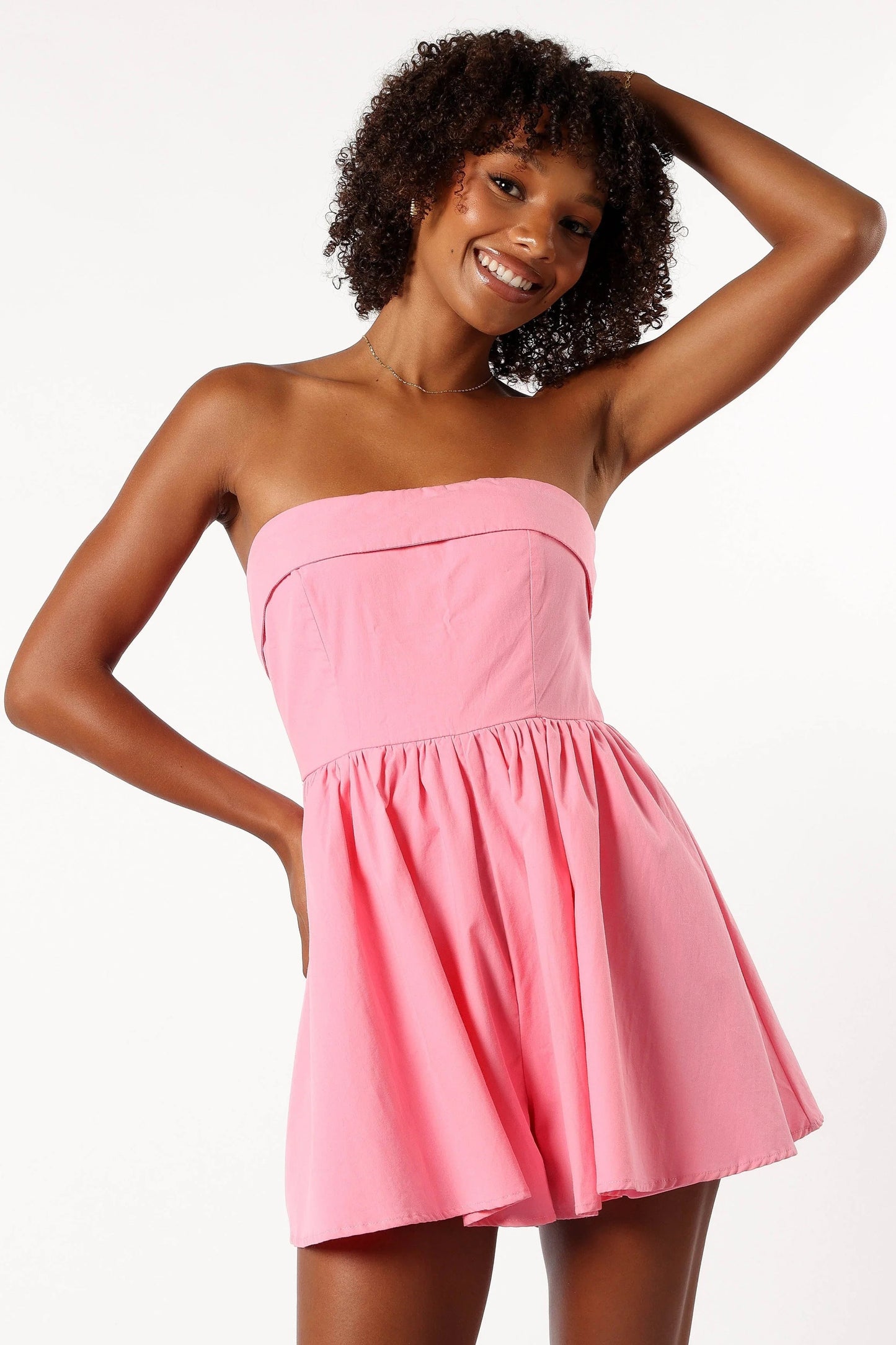 Beatrice Strapless Fold-Front Romper