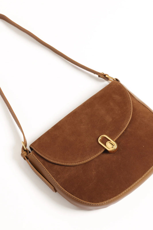 Brown Suede-Effect Crossbody Bag