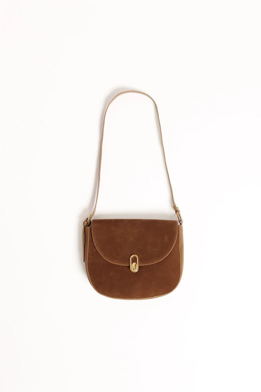 Brown Suede-Effect Crossbody Bag
