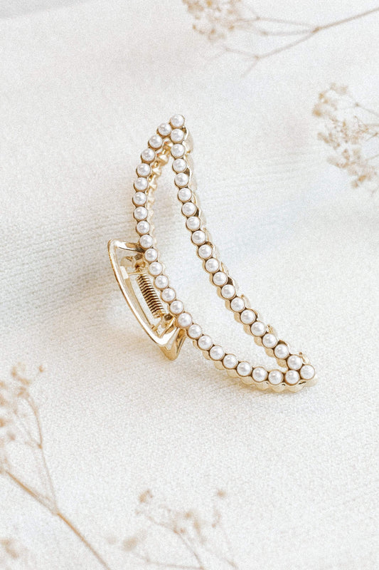 Claw-Style Pearl Detail Hair Clip