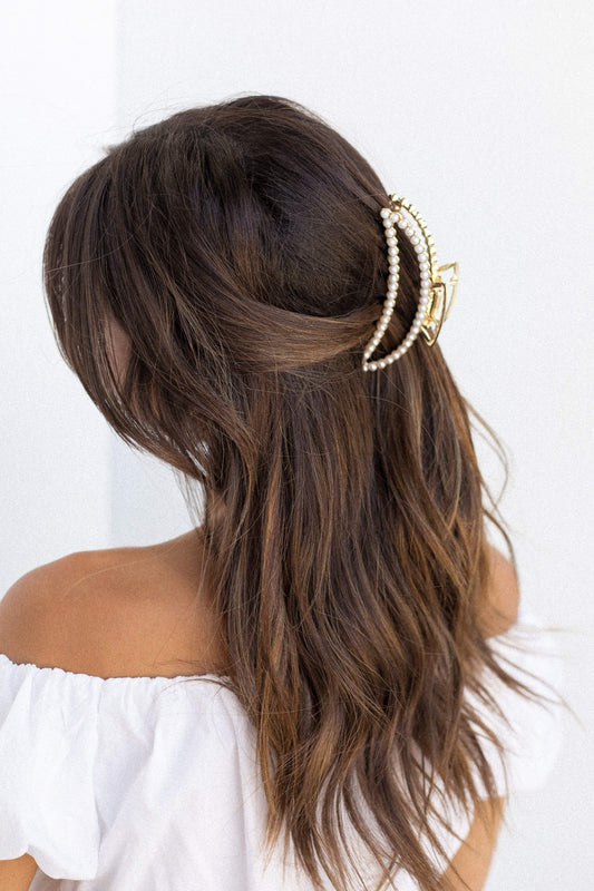 Claw-Style Pearl Detail Hair Clip
