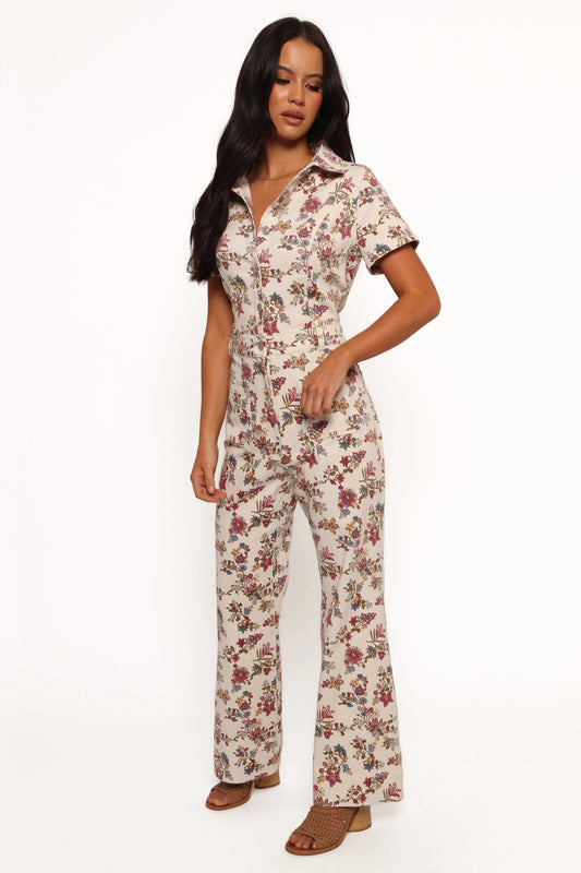 Denim-Style Button-Front Jumpsuit