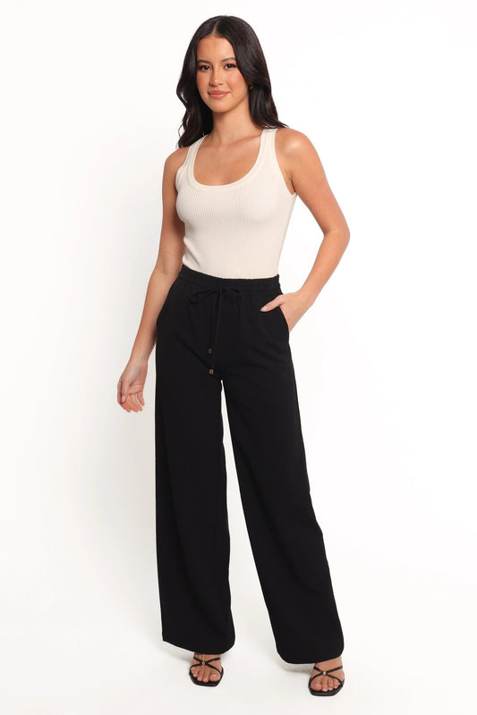 Drawstring Wide-Leg Crepe Pant