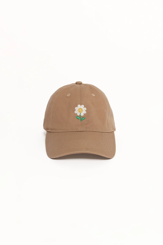 Embroidered Daisy Cotton Cap