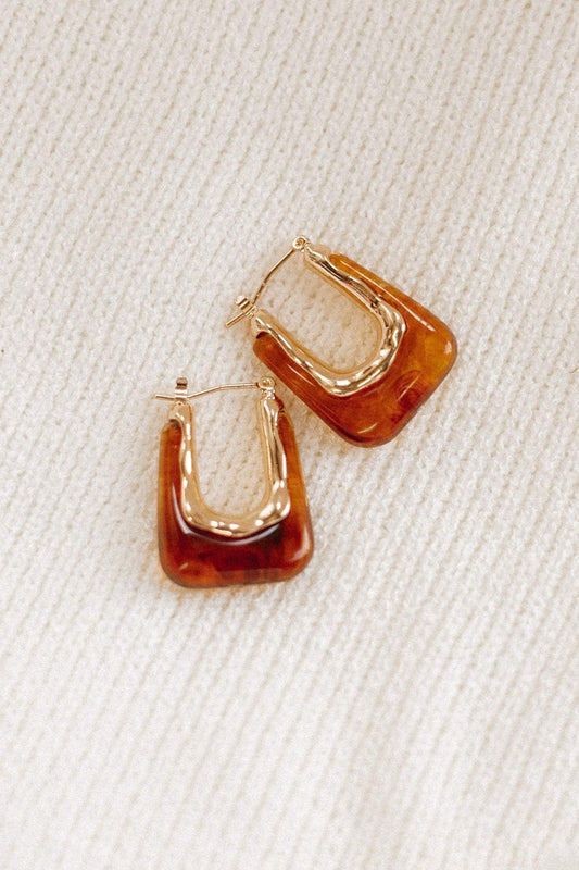 Gold & Resin Square Hoop Earrings