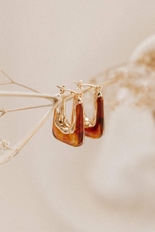 Gold & Resin Square Hoop Earrings