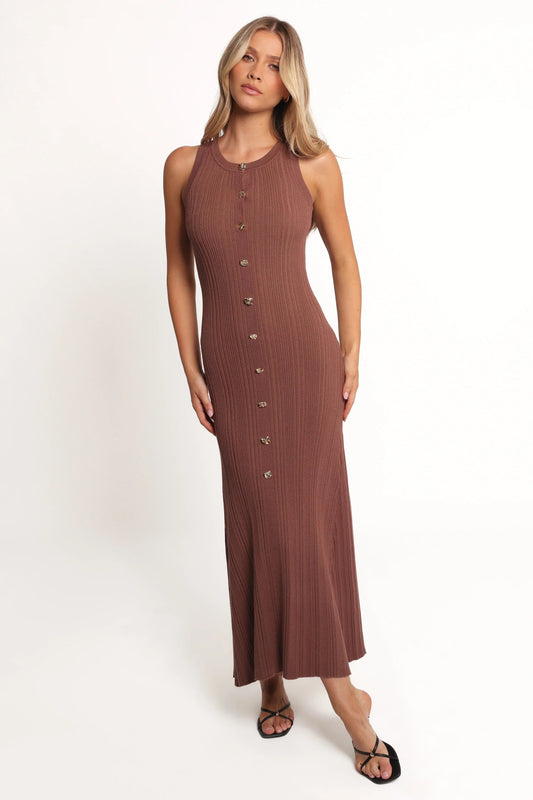 High-Neck Maxi Knit Dress