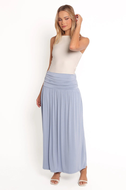 Lavia Ruched Knit A-Line Maxi Skirt