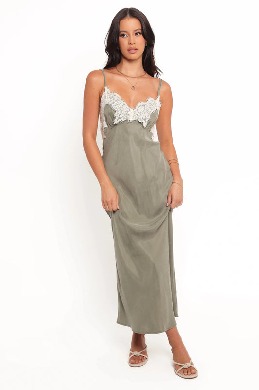 Sweetheart Lace Slip Midi Dress