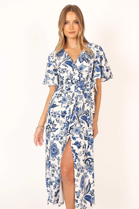 Wrap-Tie Overlay Midi Dress